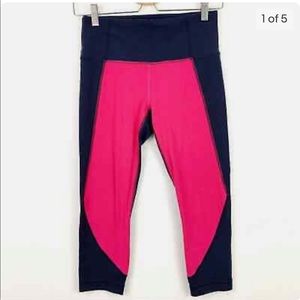 Athleta Colorblock Salutation Navy and Pink Legging